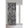 Zasłona brązowo, szara zdobiona błyszczącym przecieranym nadrukiem z welwetu 140x250 cm przelotka ESTER Eurofirany