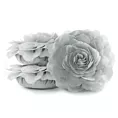 Okrągła poszewka o średnicy 40 cm kolor srebrny zdobiona kwiatem 3D FLORES 6 Eurofirany