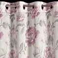 Zasłona naturala, różowa z tkaniny półprzeźroczysta zdobiona nadrukiem kwiatów 140 x 250 cm Przelotka - DAVENA Eurofirany
