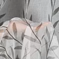 Zasłona biało, srebrna zdobiona nadrukiem liści z etaminy 140x270 cm taśma GLORI Eurofirany