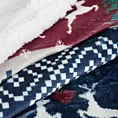 Koc dwustronny świąteczny 150x200 cm granatowo, bordowy z nadrukiem w stylu norweskim Eurofirany