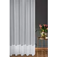 Firana szyta na tunelu biała z matowej tkaniny wykończonej szerokim pasem kornelii