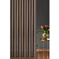 Firana szyta na taśmie fala miedziana z mocno błyszczącej drobno tkanej siateczki, wykończona obciążnikiem Italissima Eva Minge