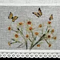 Zazdrostka  biało, żółta z etaminy zdobiona nadrukiem narcyzów i koronką 30x150 cm tunel FLORA Eurofirany