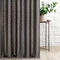 Zasłona szyta na taśmie 5 cm czarno złota z szenilowej tkaniny w drobny geometryczny wzór przetykany błyszczącą nicią