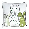 Poszewka na poduszkę 45x45 cm welwetowa z nadrukiem króliczków biało, zielona WIOSNA 4 Eurofirany