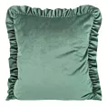 Poszewka na poduszkę 45x45 cm welwetowa zdobiona na brzegach falbanami miętowa VELVET 25 EUROFIRANY PREMIUM
