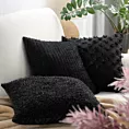 Poszewka na poduszkę 45x45 cm z szyfonowej tkaniny zdobiona moherową nicią czarna REINA EVA MINGE Eurofirany