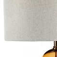 Lampa stojąca do pokoju kremowo, złota LEONA z matowym abażurem o widocznym splocie Eurofirany