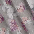 Zasłona srebrna w różowe kwiaty z etaminy 140x300 cm taśma SHERRY Eurofirany