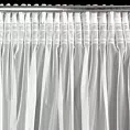 Komplet białych firan 2 szt zdobionych koronką z perełkami, troczek w zestawie 140x270 cm taśma LARISA Eurofirany