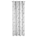 Zasłona srebrno, stalowa zdobiona nadrukiem kwiatów 140x250 cm przelotka SIENNA Eurofirany