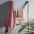 Ręcznik do rąk FERO z welwetową bordiurą pudrowo różowy 30x50 cm Eurofirany
