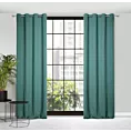 Zasłona turkusowa zaciemniająca o strukturze drobnej krateczki 140x250 cm przelotka AMARO Eurofirany