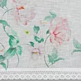 Zazdrostka biało, różowa z etaminy zdobiona nadrukiem kwiatów i koronką 150x60 cm tunel ASTEJA Eurofirany