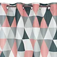 Zasłona biało, ciemnoróżowa z geometrycznym wzorem 140x250 cm przelotka ADINA Eurofirany