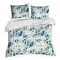 Pościel 160x200 cm z satyny bawełnianej kolor biały, niebieski z kwiatowym wzorem SPRING 54 Eurofirany