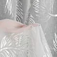 Firana biało, srebrna z etaminy zdobiona nadrukiem liści 140x250 cm przelotka - IDALIA Eurofirany