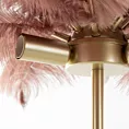 Lampa stojąca do salonu pudrowo, szampańska FERI na metalowej podstawie z niezwykle efektownym abażurem z naturalnych strusich piór Eurofirany
