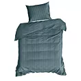 Pościel 140x200 cm satyna bawełniana kolor morski w drobne prążki VERA Eurofirany
