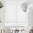 Roleta rzymska biała z gładkiej matowej etaminy o naturalnym splocie