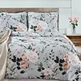 Pościel 220x200 cm bawełna ranforce kolor szary, stalowy z motywem kwiatów ROSITA Eurofirany