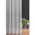 Firana szyta na taśmie 5 cm biało srebrna z matowej tkaniny ADEN haftowanej w botaniczny wzór, wykończona obciążnikiem