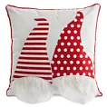 Poszewka na poduszkę świąteczna 45x45 cm biało, czerwona z uroczą aplikacją skrzatów Eurofirany