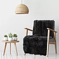 Narzuta na fotel-koc o strukturze miękkiego futra 70x160 cm czarna TIFFANY DESIGN 91 Eurofirany