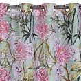 Zasłona miętowo, różowa ze wzorem kwiatów 140x250 cm przelotka NYDIA Eurofirany