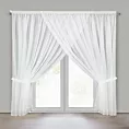 Firana biała z dekoracyjną koronką i troczkami 400x250 cm na taśmie - CAROLINE  Eurofirany