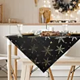 Obrus świąteczny 85x85 cm czarno, szampański welwetowy zdobiony błyszczącym nadrukiem Eurofirany