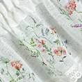 Zazdrostka biało, zielona z etaminy z nadrukiem letnich kwiatów polnych i koronką 150x30 cm tunel SYLWIA Eurofirany