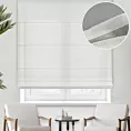 Roleta rzymska naturalna z miękkiej, matowej, półprzezroczystej tkaniny, wykończona obciążnikiem