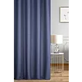 Zasłona szyta na flexach granatowa z miękkiej tkaniny o naturalnym splocie w stylu ekologicznym