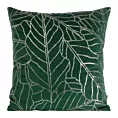 Poszewka na poduszkę 45x45 cm welwetowa z nadrukiem złocistych liści ciemnozielona BLINK 32 Eurofirany