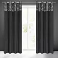 Zasłona czarno, srebrna z ozdobnym pasem z tkaniny welwetowej 140x250 cm przelotka ARIANA Eurofirany