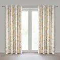 Zasłona kremowo, złota zdobiona błyszczącym motywem egzotycznych liści 140x250 cm przelotki - ZARIA - Eurofirany