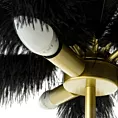 Lampa stołowa do salonu czarno, złota FERI na metalowej podstawie z niezwykle efektownym abażurem z naturalnych strusich piór Eurofirany