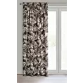 Zasłona czarno, srebrna w liście ze srebrnym akcentem,welwetowa 140x270 cm taśma RODOS Eurofirany
