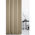 Zasłona szyta na flexach ciemnobeżowa z miękkiej tkaniny o naturalnym splocie w stylu ekologicznym