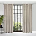 Zasłona beżowo, srebrna z ozdobnym pasem z tkaniny welwetowej 140x250 cm przelotka ARIANA Eurofirany