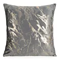 Poszewka na poduszkę 45x45 cm welwetowa zdobiona lśniącym marmurkowym wzorem grafitowo, złocista DORIS DESIGN 94 Eurofirany