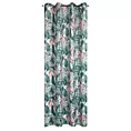 Zasłona zielono, różowa we wzór liści z welwetu 140x250 cm przelotka MADERA Eurofirany
