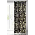Zasłona czarna w złote kwiaty z błyszczącego welwetu 140x250 cm przelotka STELLA Eurofirany