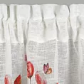 Zazdrostka biało, czerwona z etaminy zdobiona nadrukiem czerwonych tulipanów i koronką 150x30 cm tunel STELLA  Eurofirany