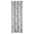 Zasłona naturalno, szara w stylu eko w piękny wzór kwiatów 140x260 cm przelotka FRIDA Eurofirany