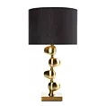 Lampa stołowa do salonu czarno, złota GINA z metalową podstawą i matowym abażurem Eurofirany
