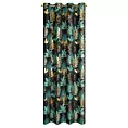 Zasłona czarno, zielona zdobiona błyszczącym egzotycznym nadrukiem z tkaniny typu oxford 140x250 cm przelotka MALTA Eurofirany
