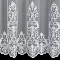 Firana szyta na taśmie 8 cm biała z matowej, delikatnej tkaniny ADEN haftowanej, ornamentowy wzór